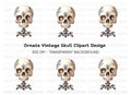 Ornate Floral Skull Clipart Bundle