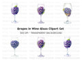Grapes in Wine Glass Clipart Bundle