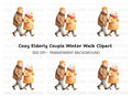 Elderly Couple Walking Clipart Bundle