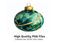 Elegant Green Gold Christmas Baubles Clipart Bundle