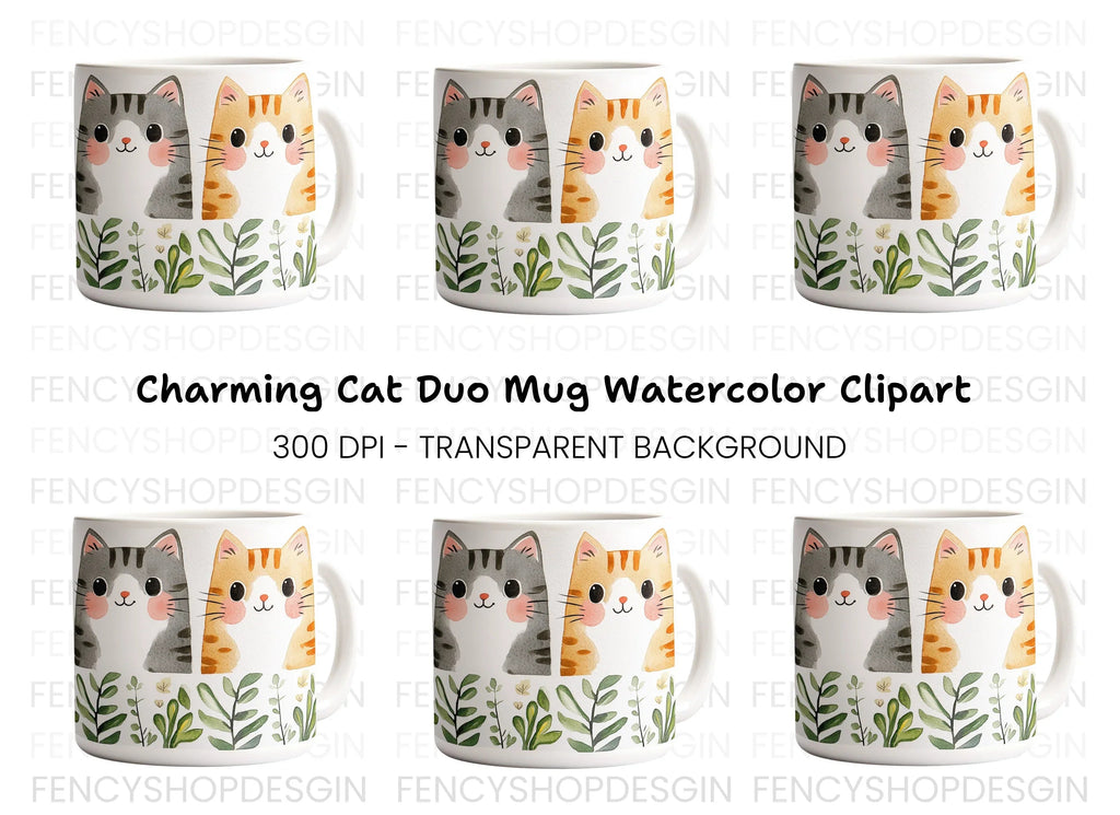 Cute Cat Duo Clipart Bundle