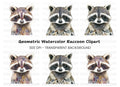 Cute Raccoon Faces Clipart Bundle