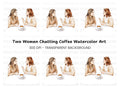 Two Women Chatting Over Coffee Clipart Bundle
