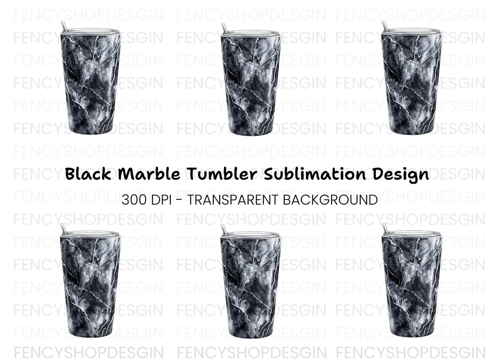 Black Marble Tumbler Clipart Bundle