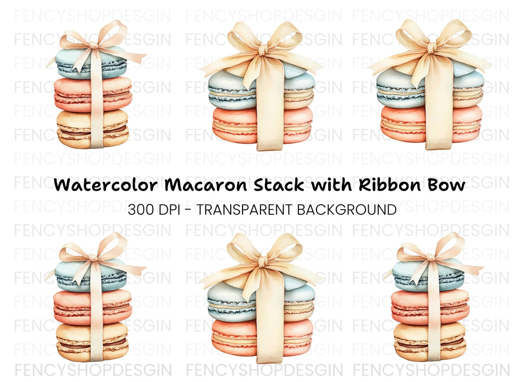 Stacked Macaron Gift Clipart Bundle