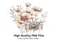 Vintage Camera and Floral Clipart Bundle