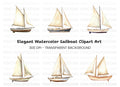 Rustic Sailboat Illustrations Clipart Bundle