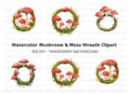 Amanita Mushroom Mossy Wreath Clipart Bundle
