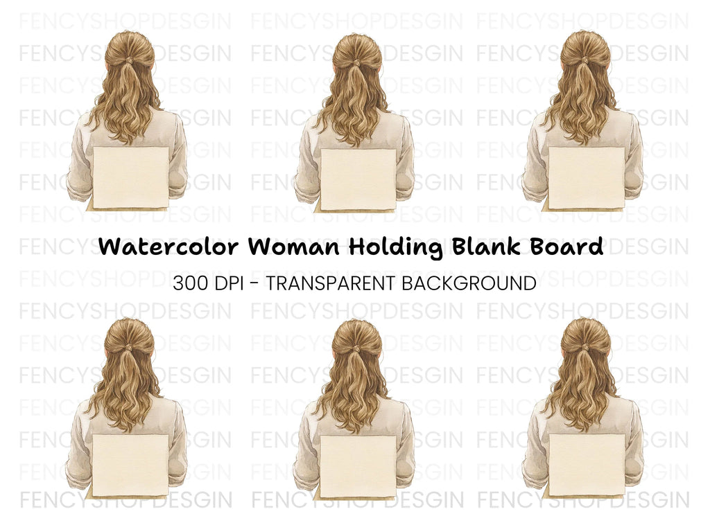 Blank Sign Woman Clipart Bundle