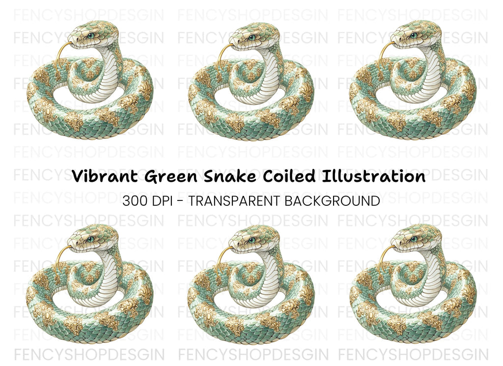 Elegant Green Ornate Snake Clipart Bundle
