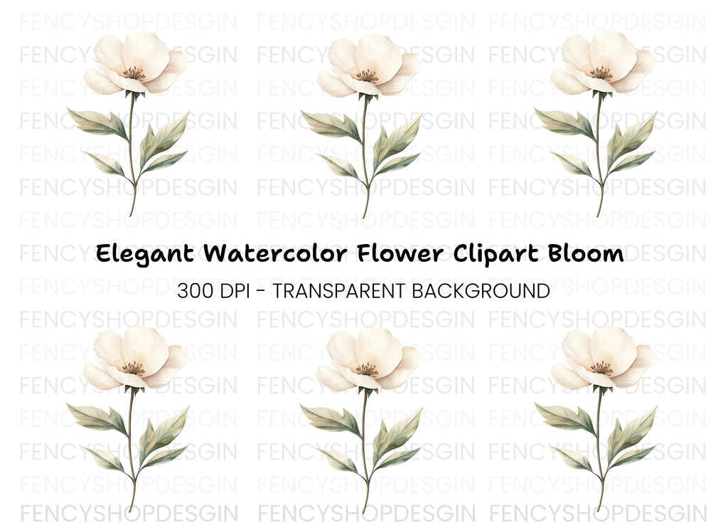Elegant White Floral Clipart Bundle