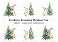 Brown Bunnies Decorating Christmas Tree Clipart Bundle