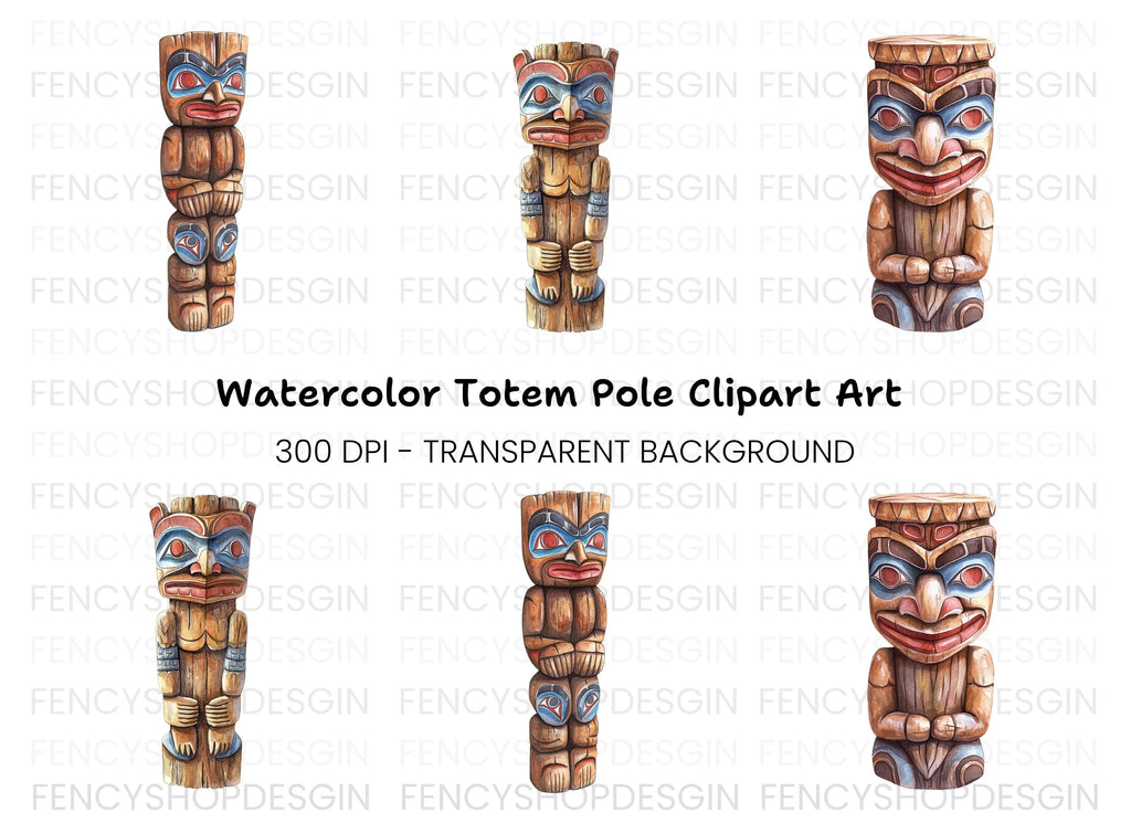 Native American Totem Pole Clipart Bundle