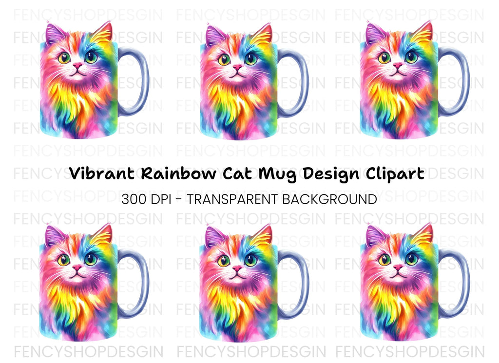 Vibrant Rainbow Cat Clipart Bundle