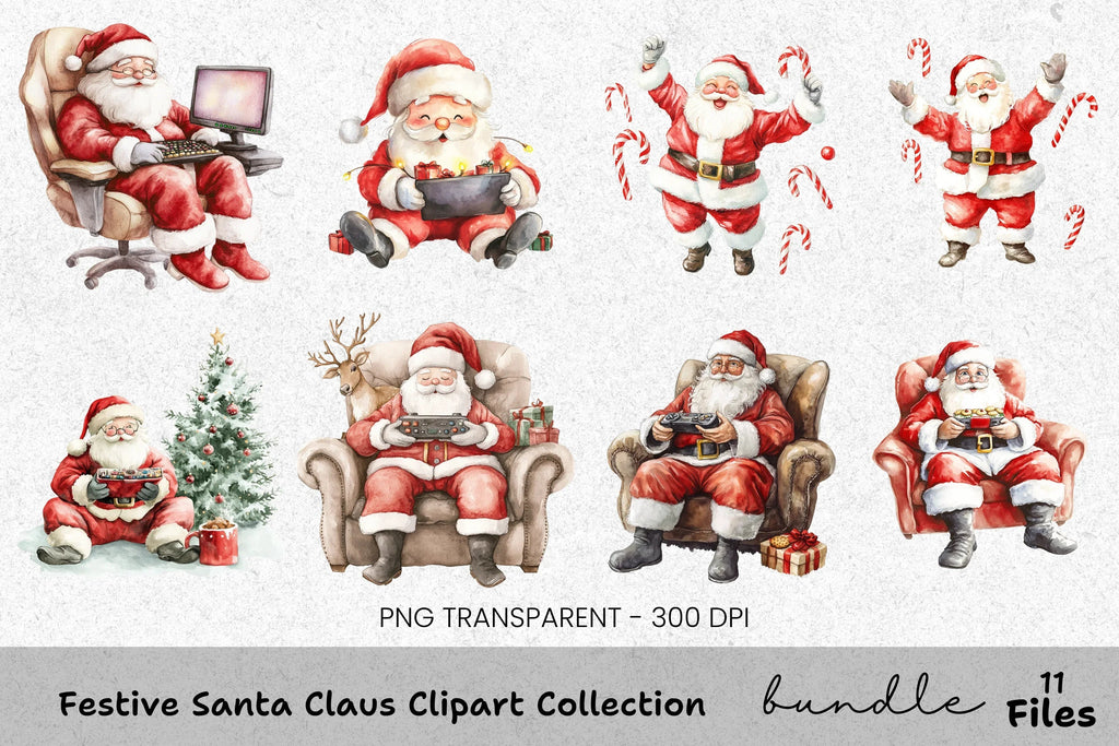 Santa Claus Gaming Clipart Bundle
