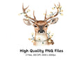 Festive Deer Head with Lights Clipart Bundle