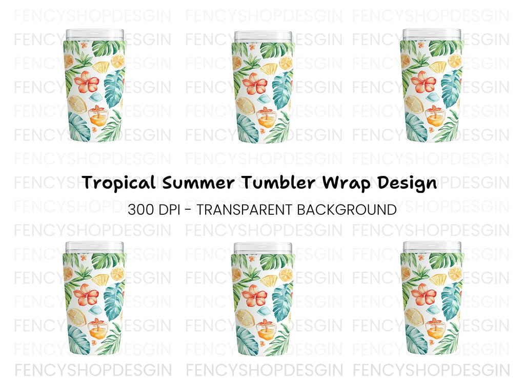 Tropical Fruit and Leaf Tumbler Clipart Bundle