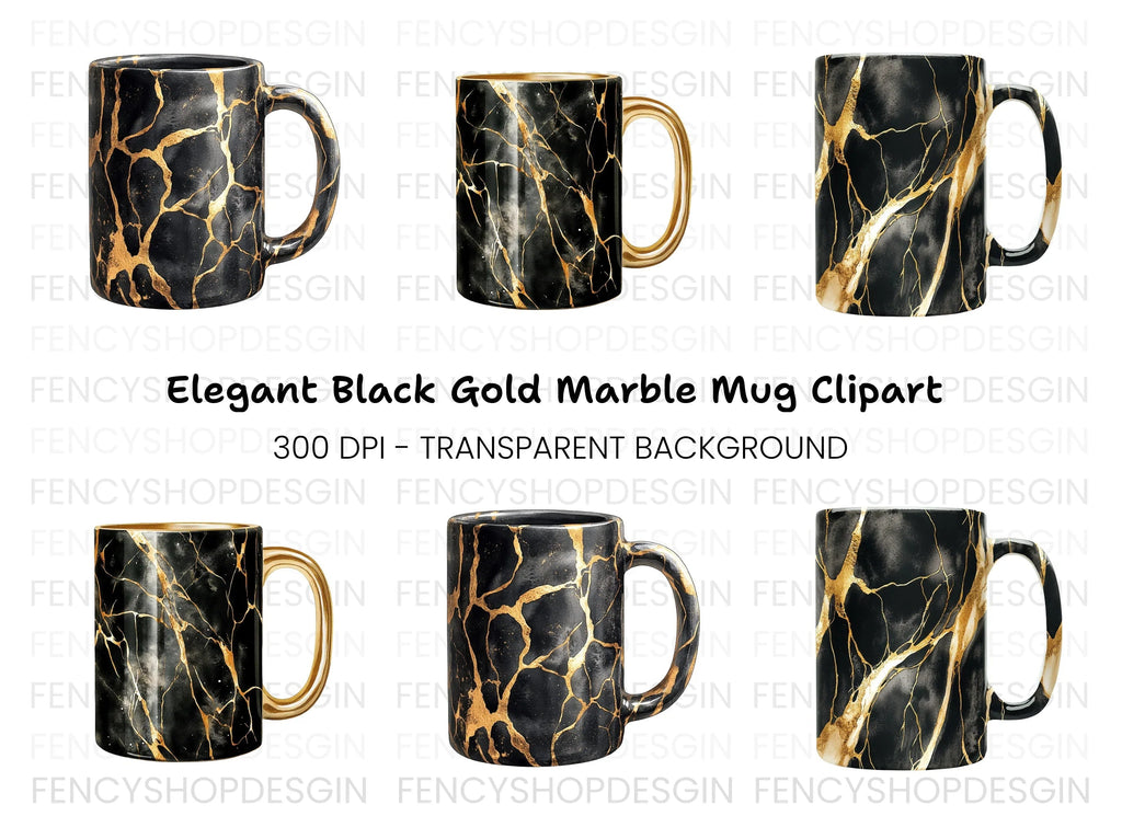 Kintsugi Black and Gold Clipart Bundle