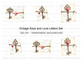 Vintage Keys and Love Letters Clipart Bundle