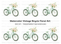 Bicycle with Peach Flowers Clipart Bundle