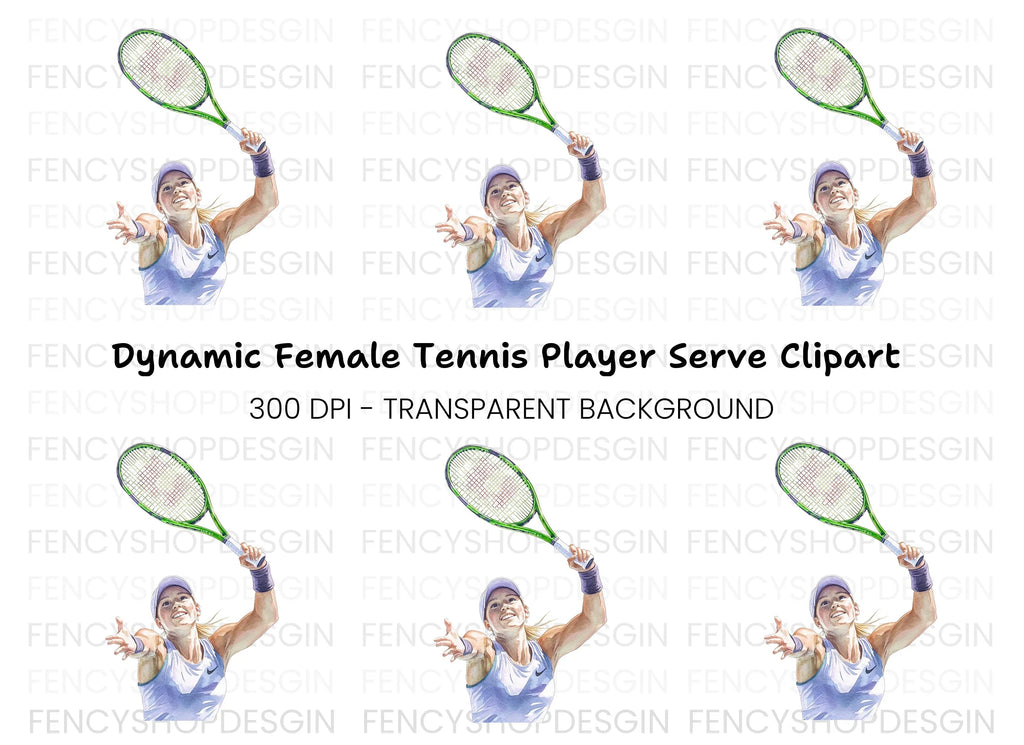 Energetic Tennis Serve Clipart Bundle