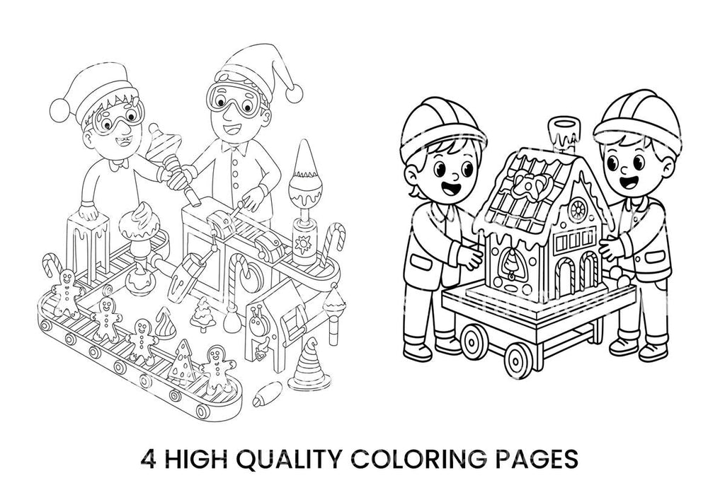 Gingerbread House Toy Factory Scene Coloring Books
