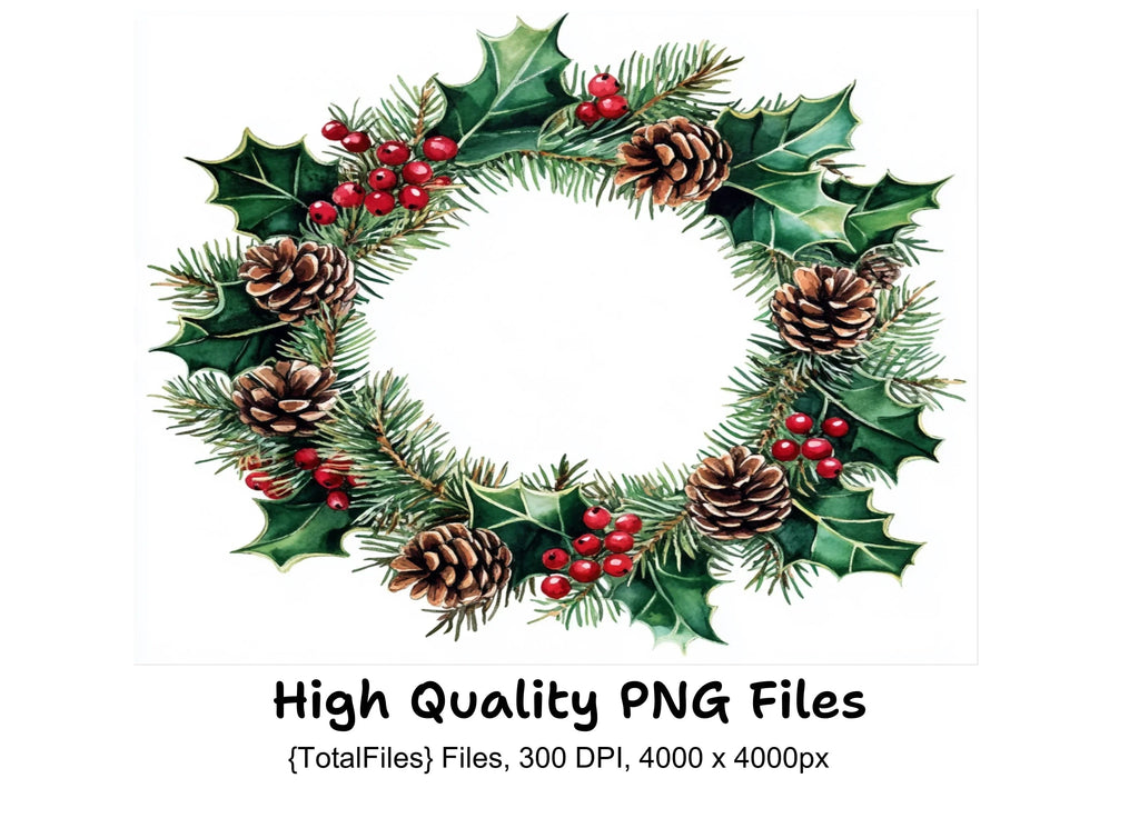 Christmas Wreaths Clipart Bundle