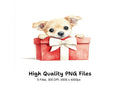 Cute Chihuahua Puppy in Red Gift Box Clipart Bundle