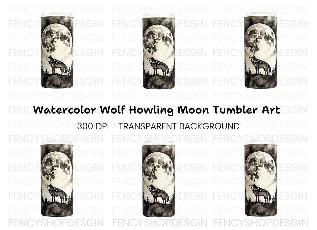 Moon Wolf Tumbler Clipart Bundle