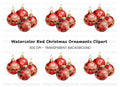 Sparkling Red Christmas Baubles Clipart Bundle
