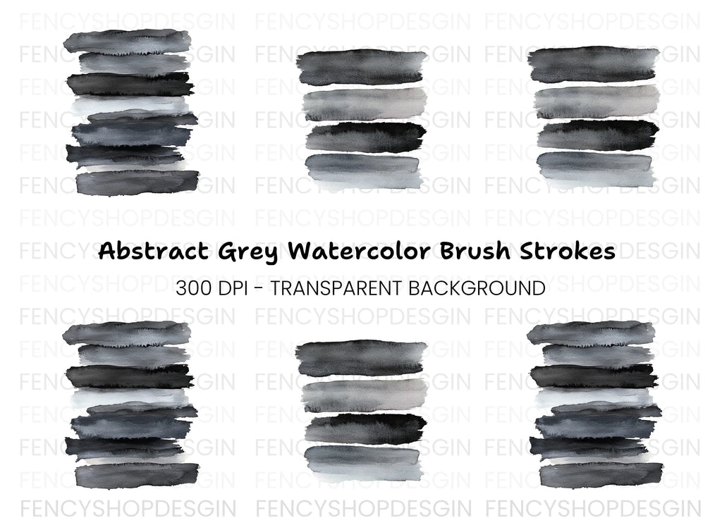 Monochrome Brush Strokes Clipart Bundle
