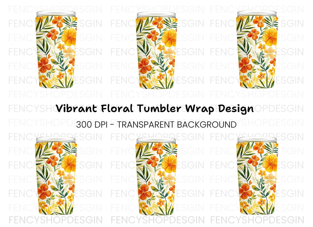 Vibrant Floral Tumbler Clipart Bundle