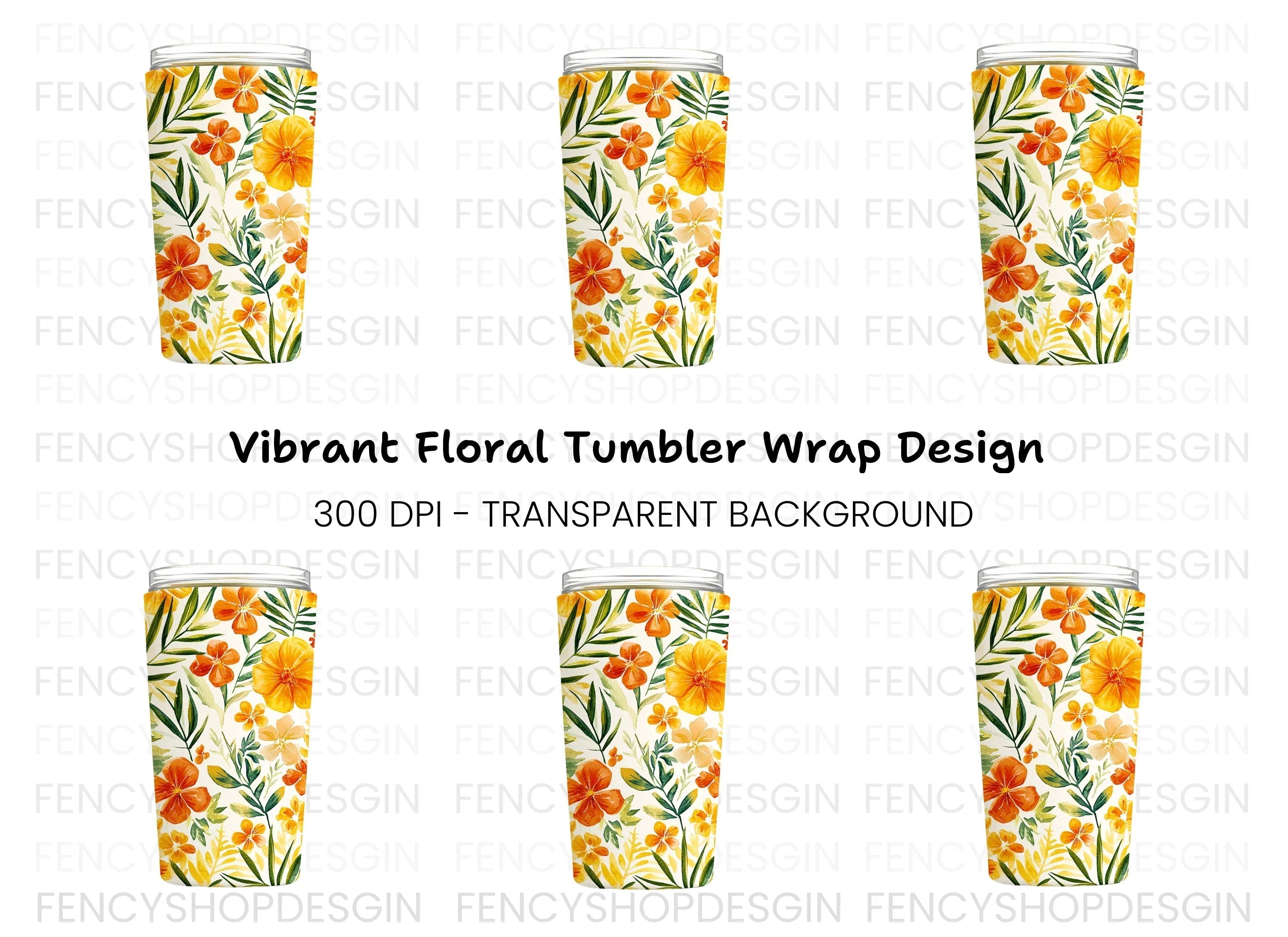 Vibrant Floral Tumbler Clipart Bundle