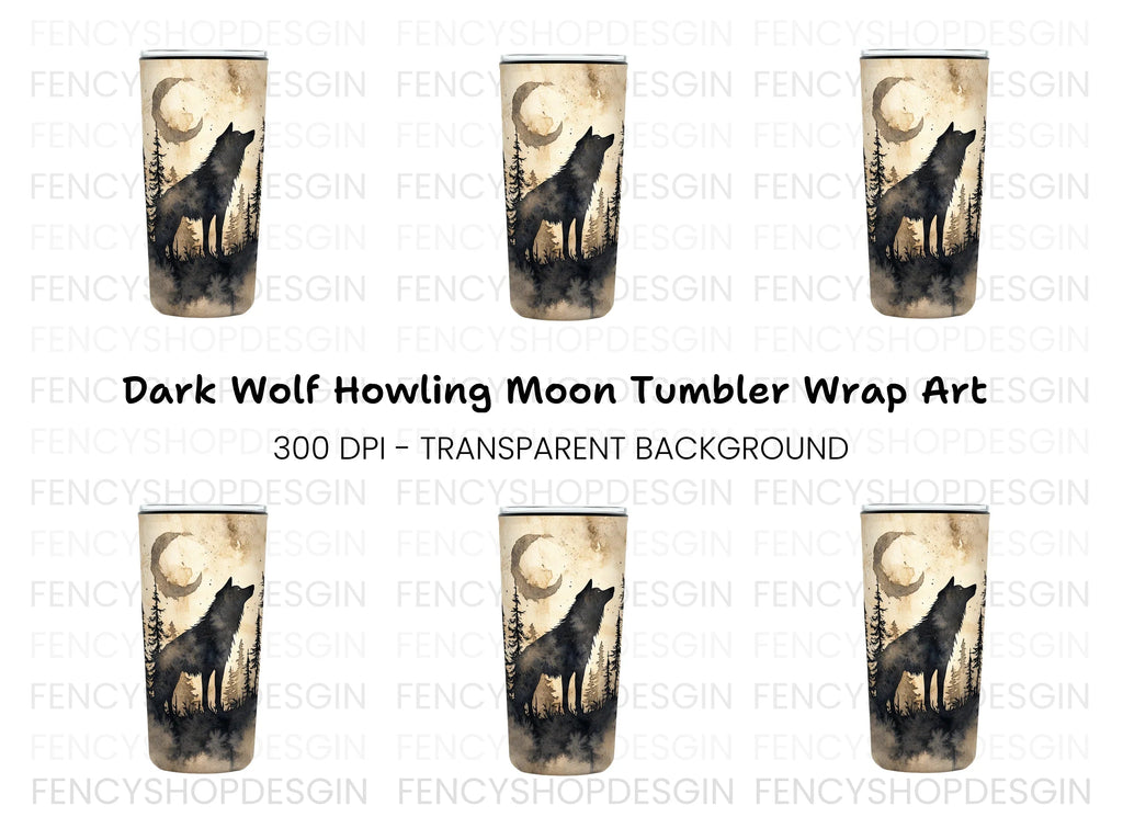 Wolf Howling at Moon Clipart Bundle