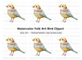 Colorful Folk Bird Clipart Bundle