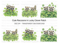 Cute Raccoons in Lucky Clover Clipart Bundle
