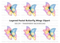 Pastel Butterfly Wings Clipart Bundle
