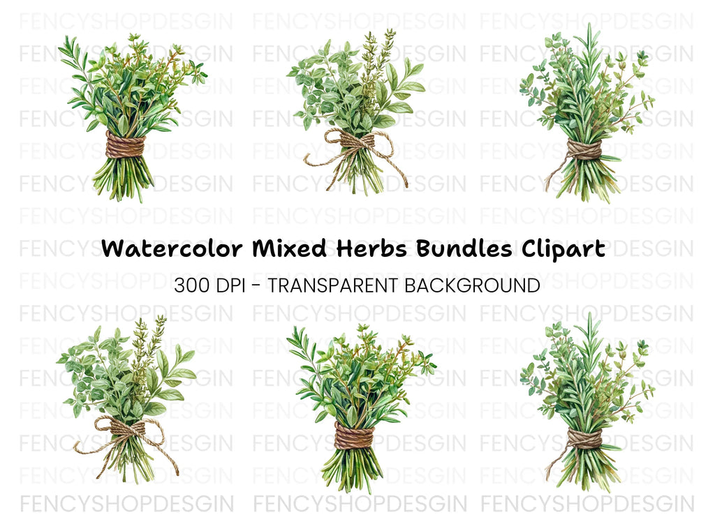 Herb Bouquets Clipart Bundle