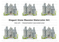 Elegant Stone Manor House Clipart Bundle