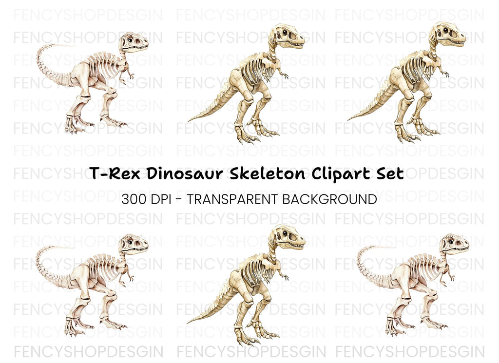 Dinosaur Skeleton Clipart Bundle