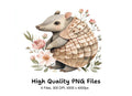 Cute Armadillo with Flowers Clipart Bundle