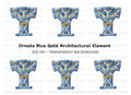 Blue Gold Ornate Column Clipart Bundle