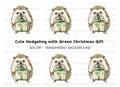 Hedgehog with Green Gift Box Clipart Bundle