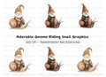 Cute Gnomes Riding Snails Clipart Bundle