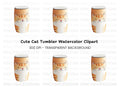 Cute Orange Tabby Cat Tumbler Clipart Bundle