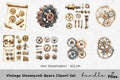Vintage Steampunk Gears Clipart Bundle