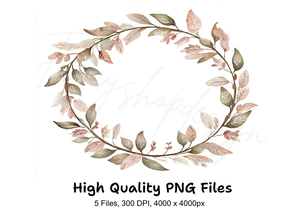 Autumn Leaves Wreath Clipart Bundle