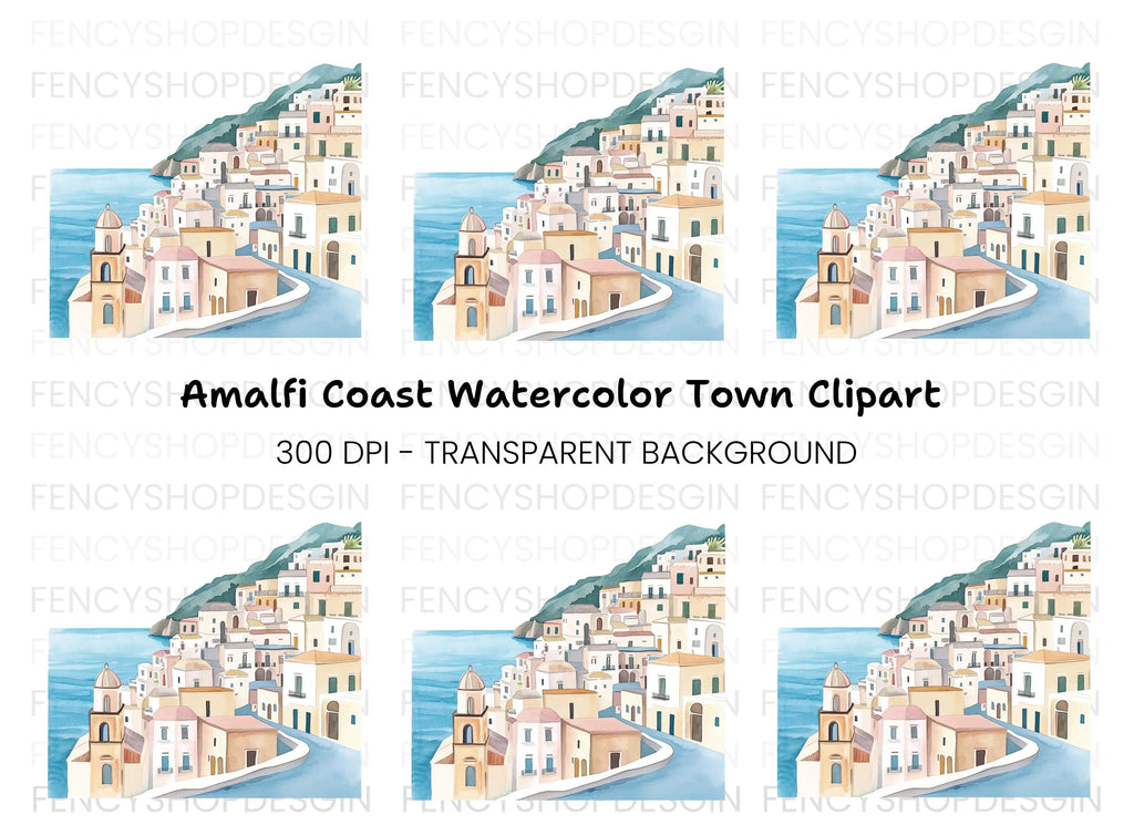 Amalfi Coast Towns Clipart Bundle