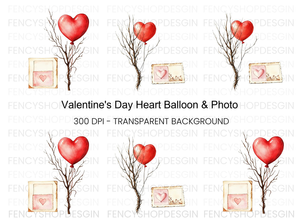 Vintage Love Hearts Branches Clipart Bundle