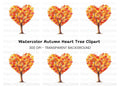 Autumn Heart Tree Clipart Bundle